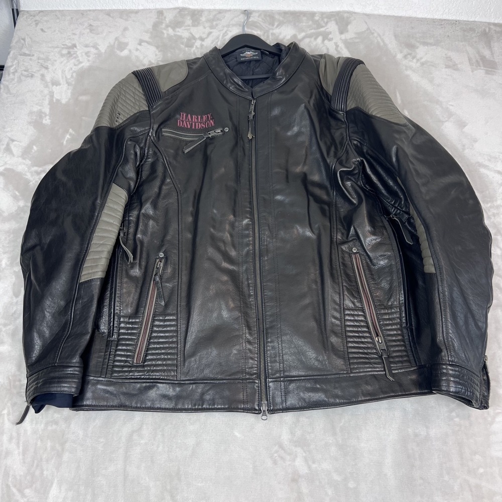 Harley Davidson Exhort Buffalo Leather Jacket Mens 3XL Black/Brown‎ Rider Biker